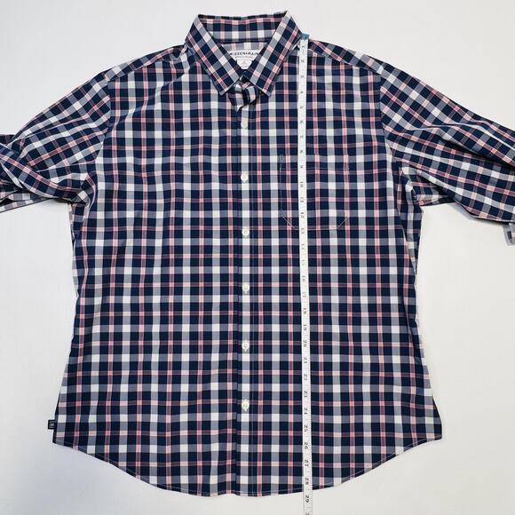 Mizzen+Main Shirt Mens Medium Blue Plaid Performance Dress Stretch Classic Fit - Picture 8 of 13